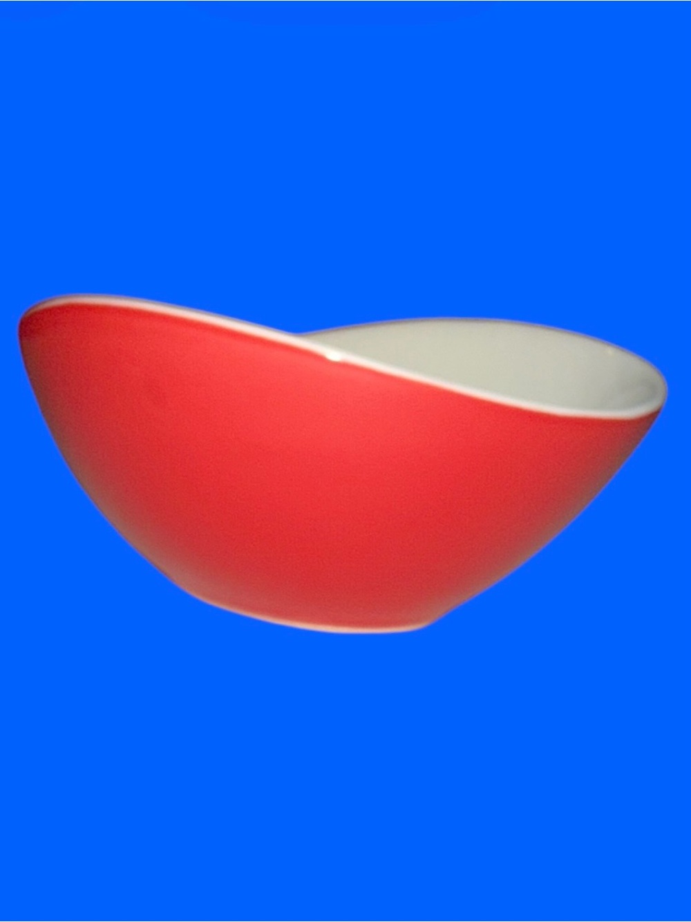 Esque Small Fine Porcelain Red Bowl with White Interior